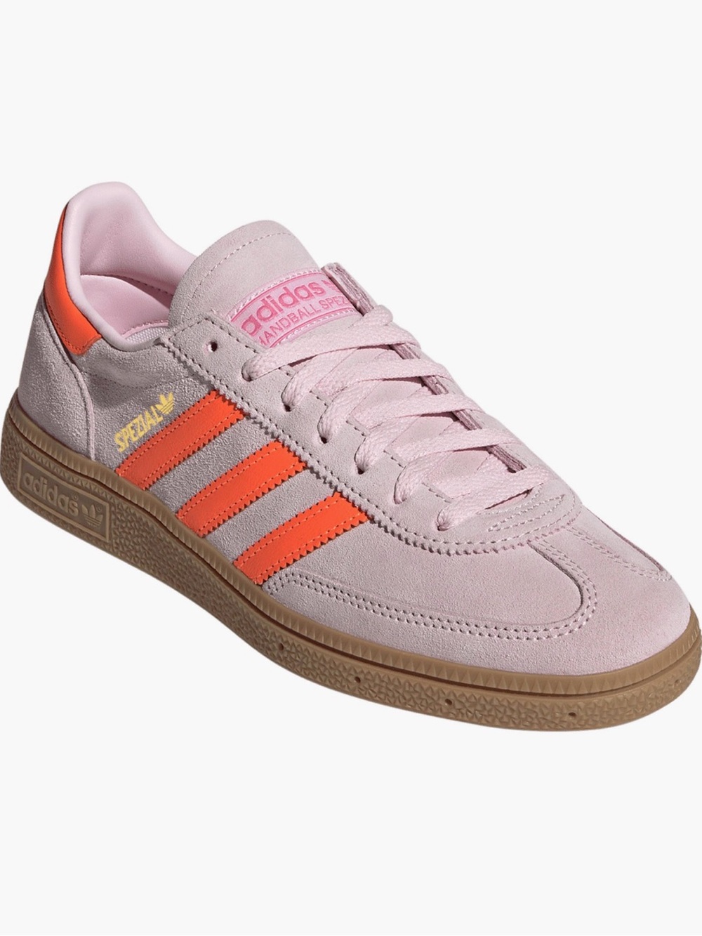 adidas Spezial Low-Top Suede Sneaker in Clear Pink/Solar Orange/Gum